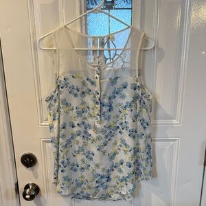 LC Floral Sleeveless Top - Blue and Yellow